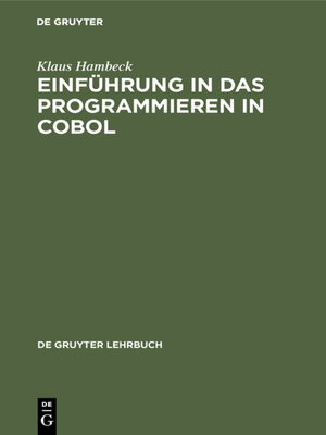 cover image of Einführung in das Programmieren in COBOL